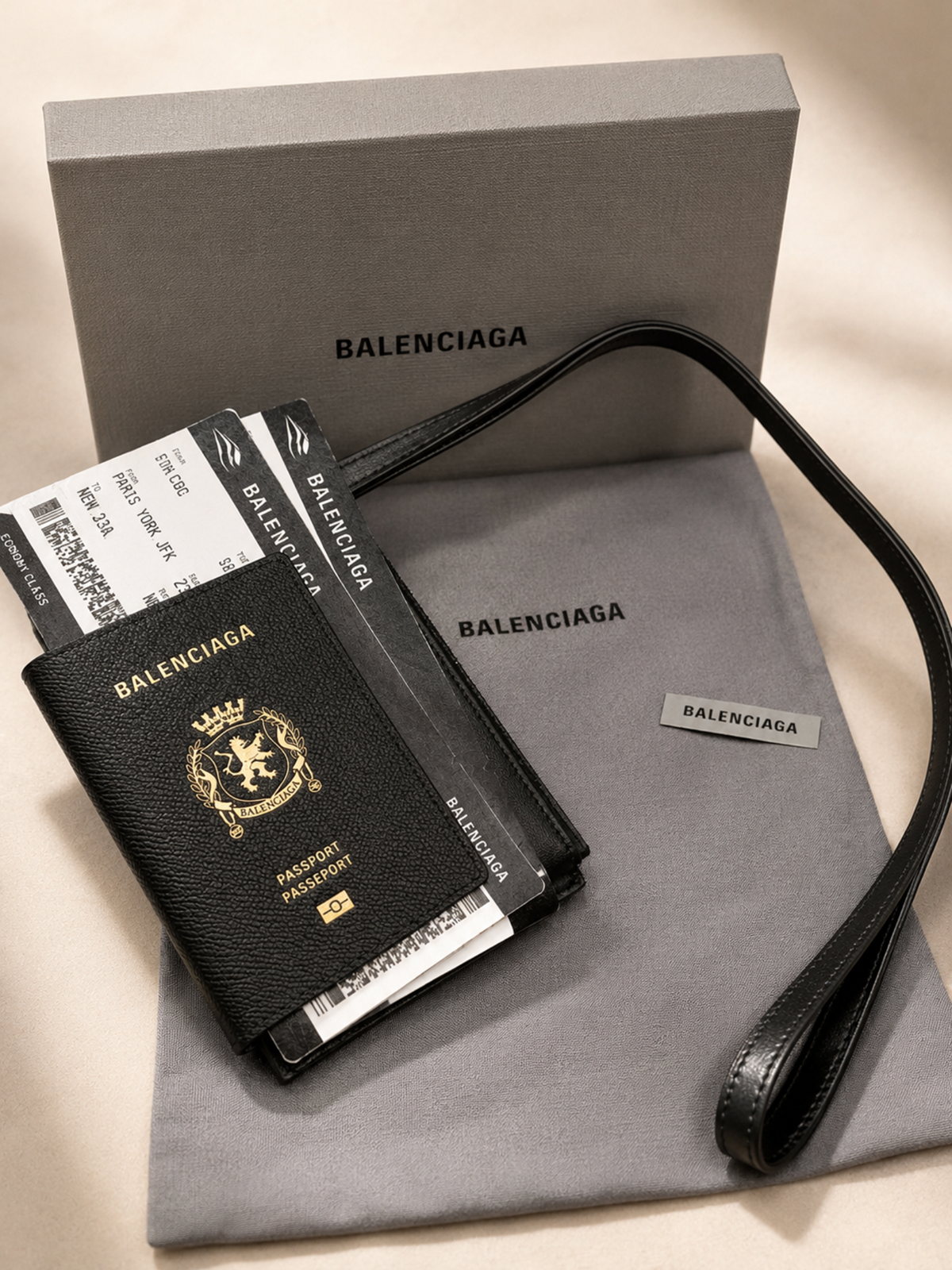 Balenciaga black Genuine leather Travel Passport Holder