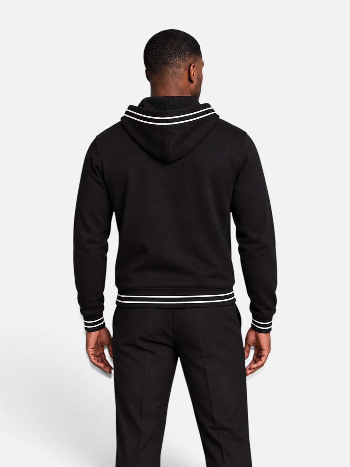 Les Hommes Black hooded Jacket with White Strip detail