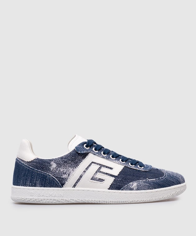 Balmain cerulean blue & white sneakers
