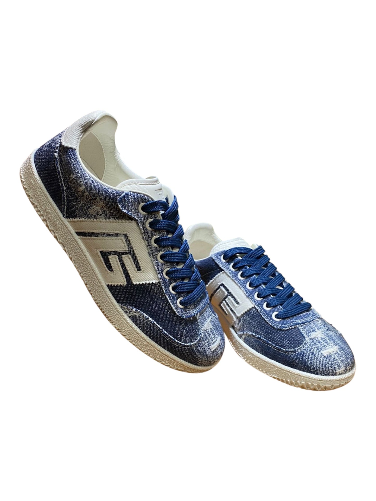 Balmain cerulean blue & white sneakers
