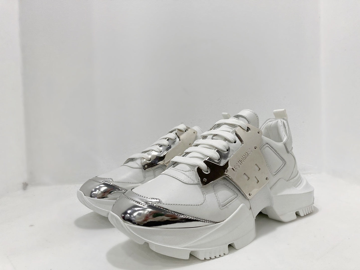 Les Hommes Metallic Leather Chunky Low-Top Sneakers