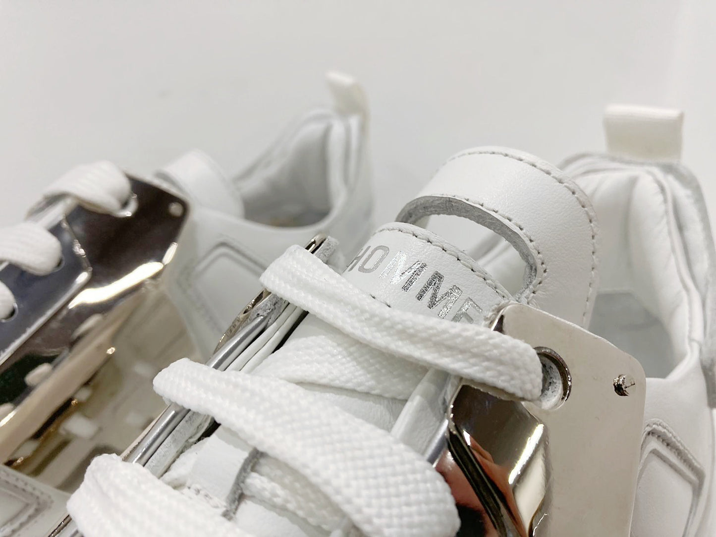 Les Hommes Metallic Leather Chunky Low-Top Sneakers