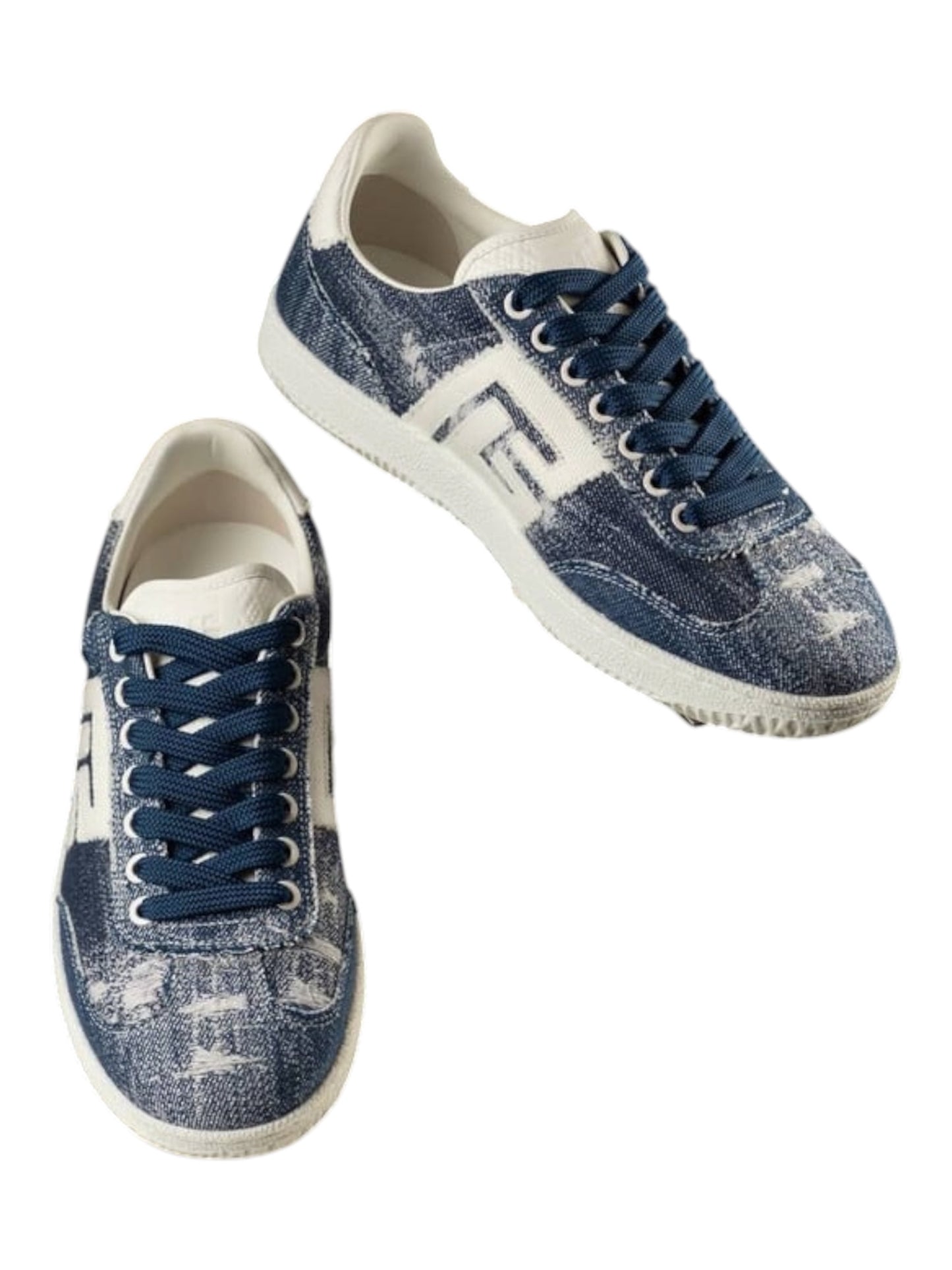 Balmain cerulean blue & white sneakers