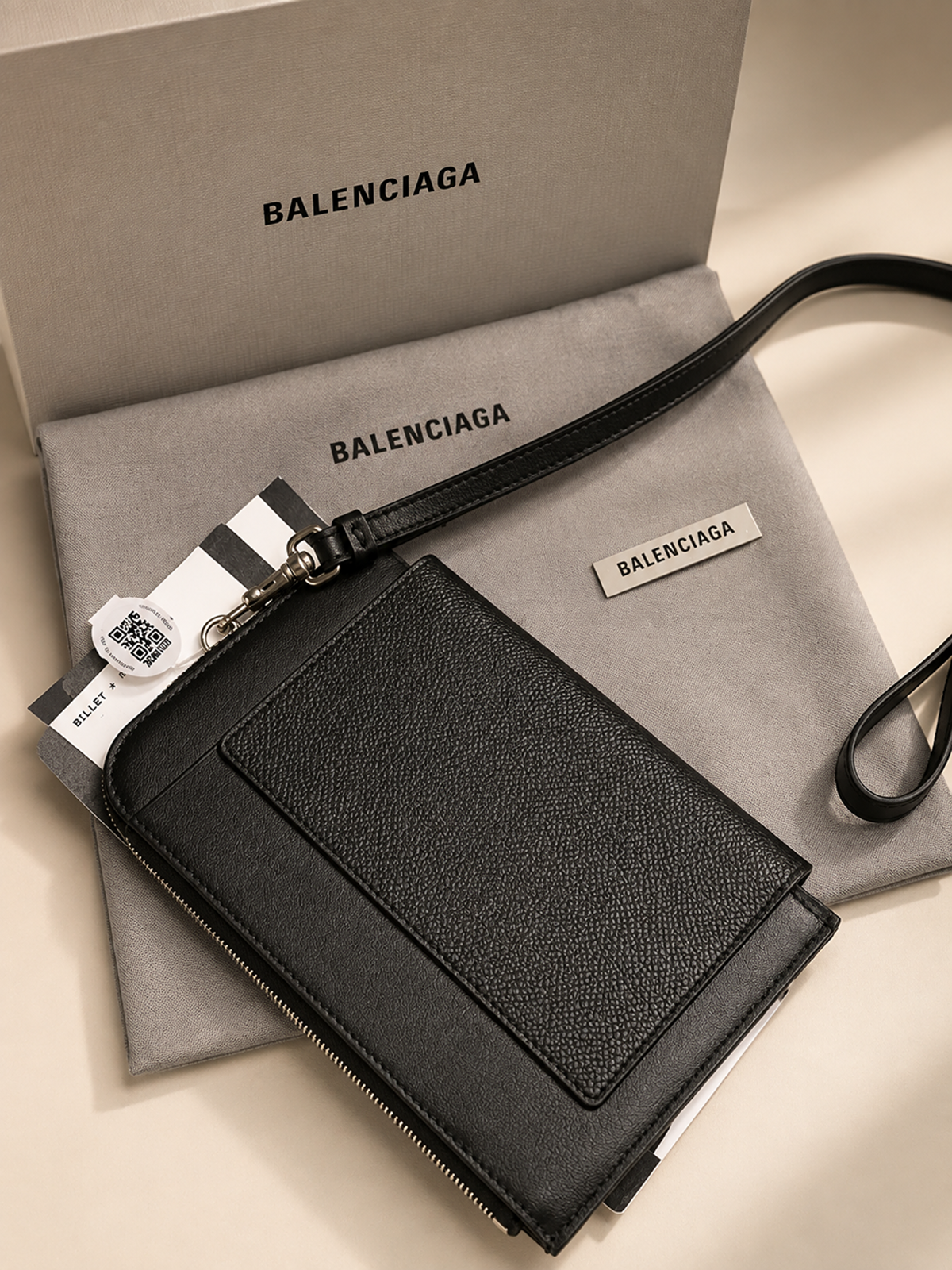 Balenciaga black Genuine leather Travel Passport Holder