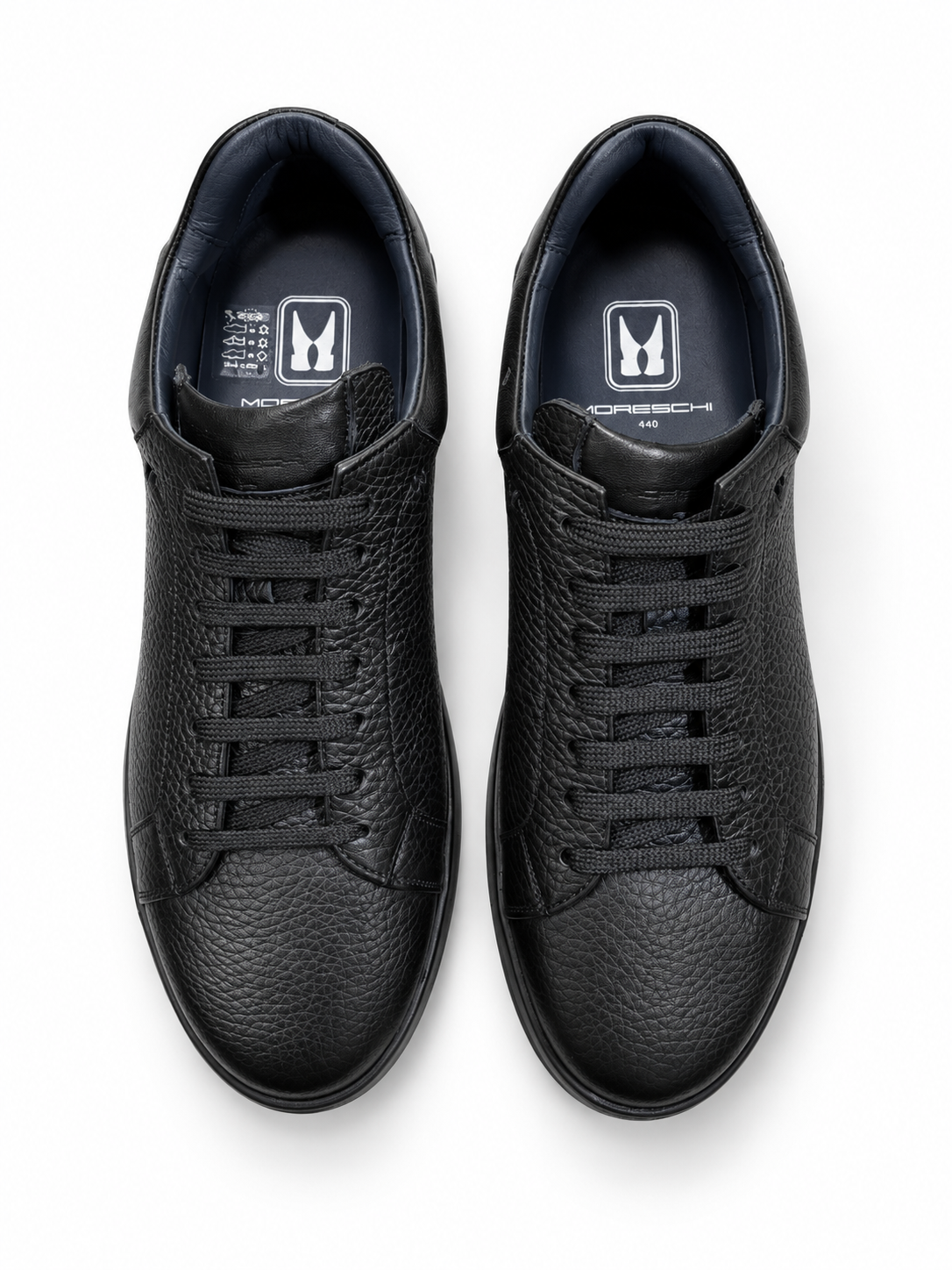 Moreschi Black Pebbled Leather Low-Top Sneakers