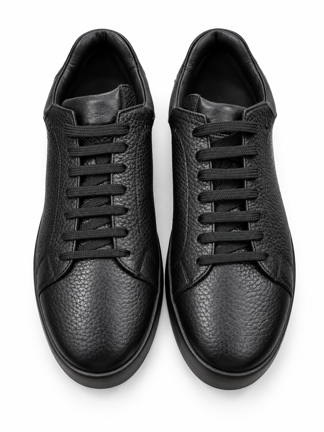 Moreschi Black Pebbled Leather Low-Top Sneakers