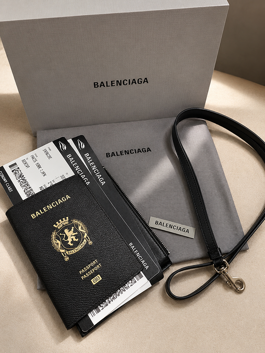 Balenciaga black Genuine leather Travel Passport Holder
