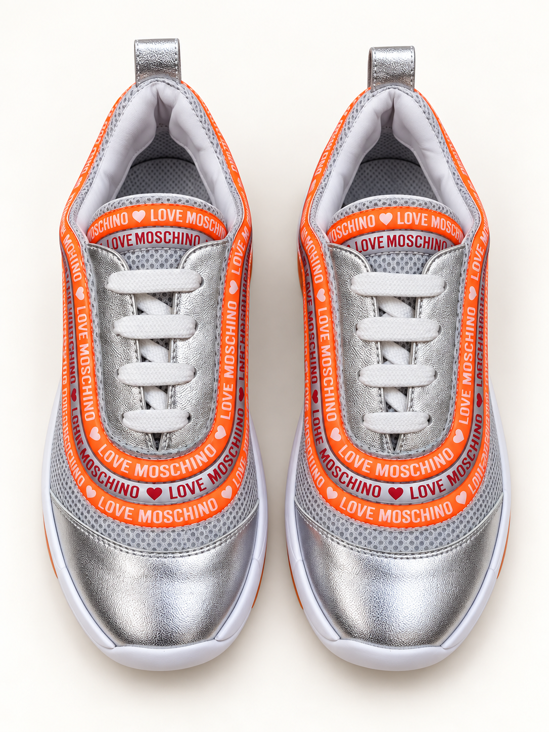 Love Moschino Women’s Silver & Orange Chunky Sneakers