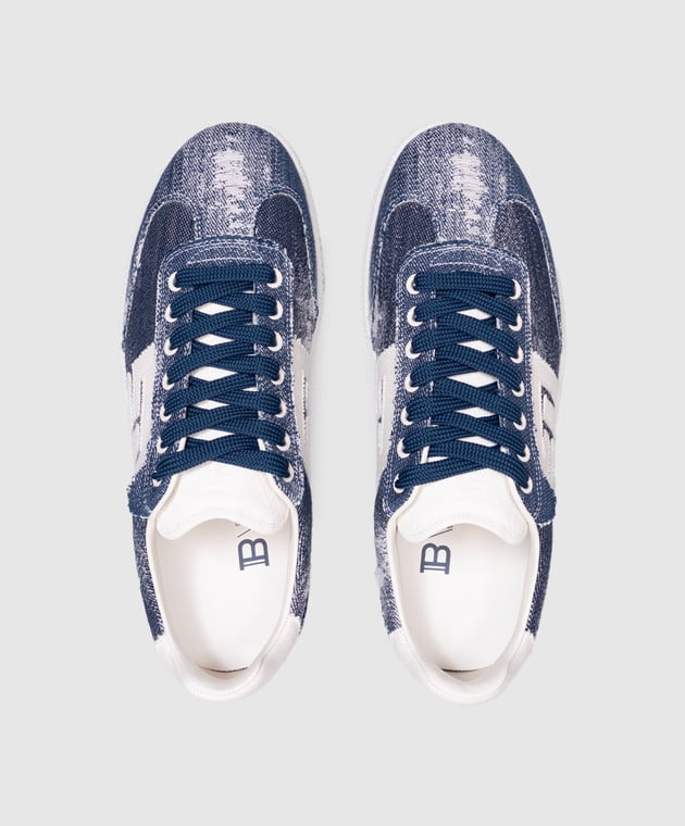 Balmain cerulean blue & white sneakers