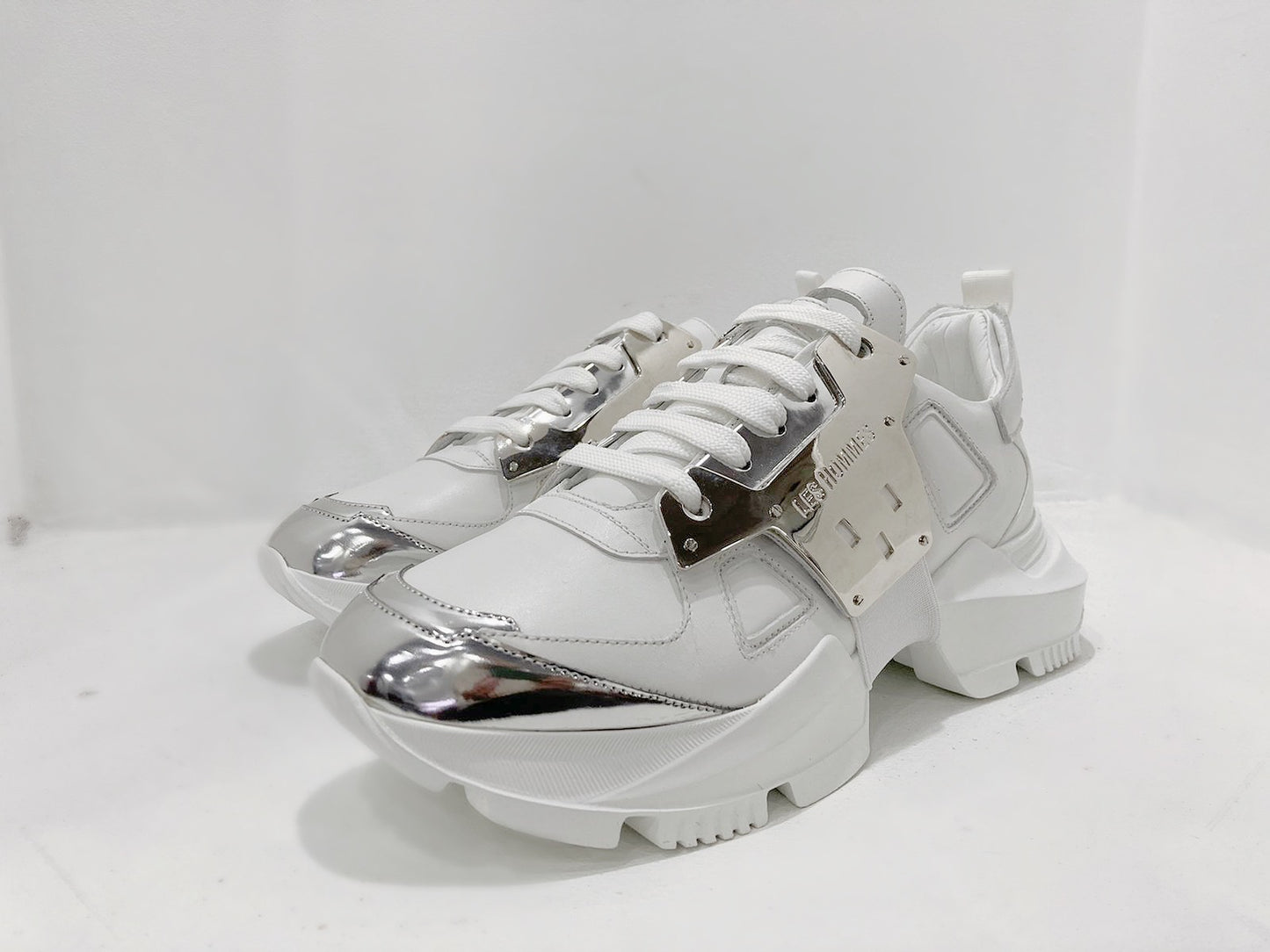 Les Hommes Metallic Leather Chunky Low-Top Sneakers