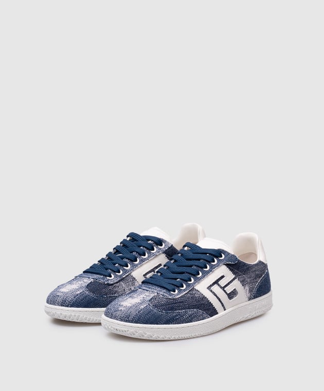 Balmain cerulean blue & white sneakers