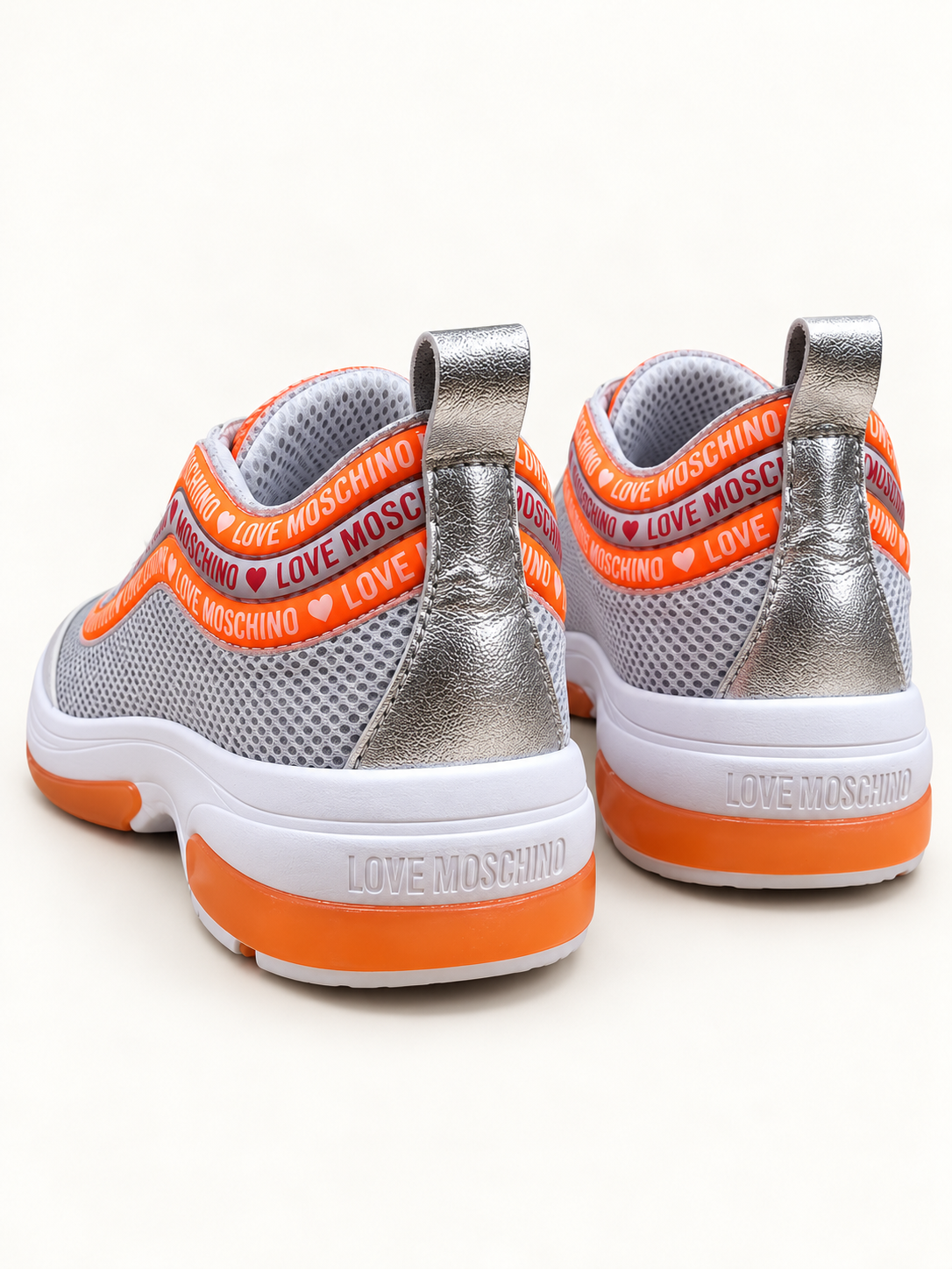Love Moschino Women’s Silver & Orange Chunky Sneakers