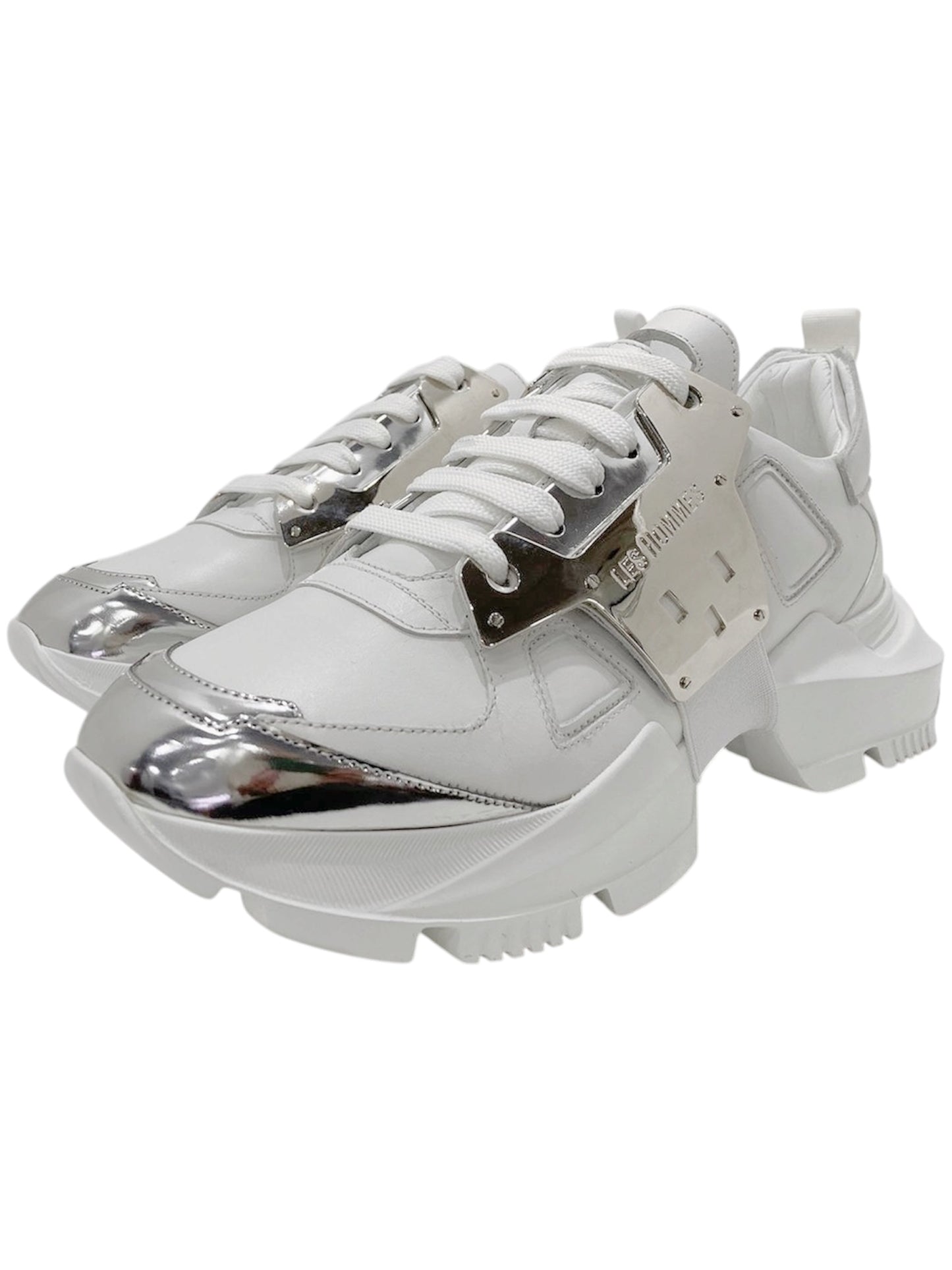 Les Hommes Metallic Leather Chunky Low-Top Sneakers